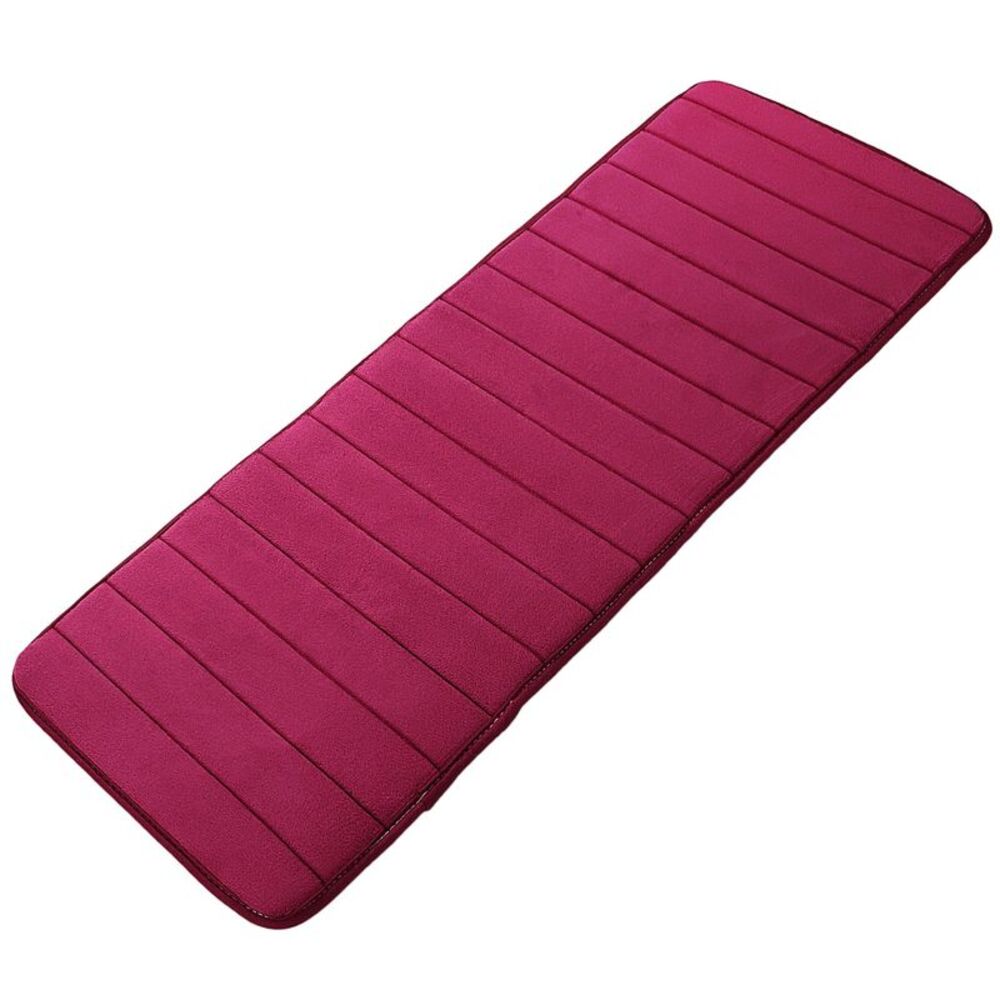 Memory Foam Bath Mat Absorbent Soft Runner Floor Mat 16" x 47" Raspberry Wine